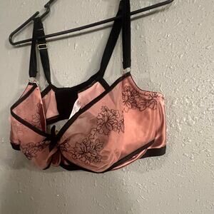 Lane Bryant Very Sexy Pink & Black Demi Cup Bra with Lace Overlay 44D Lingerie